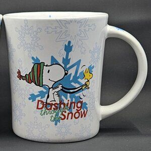 Peanuts by Schulz Snoopy & Woodstock Dashing Through the Snow Mug by Gibson